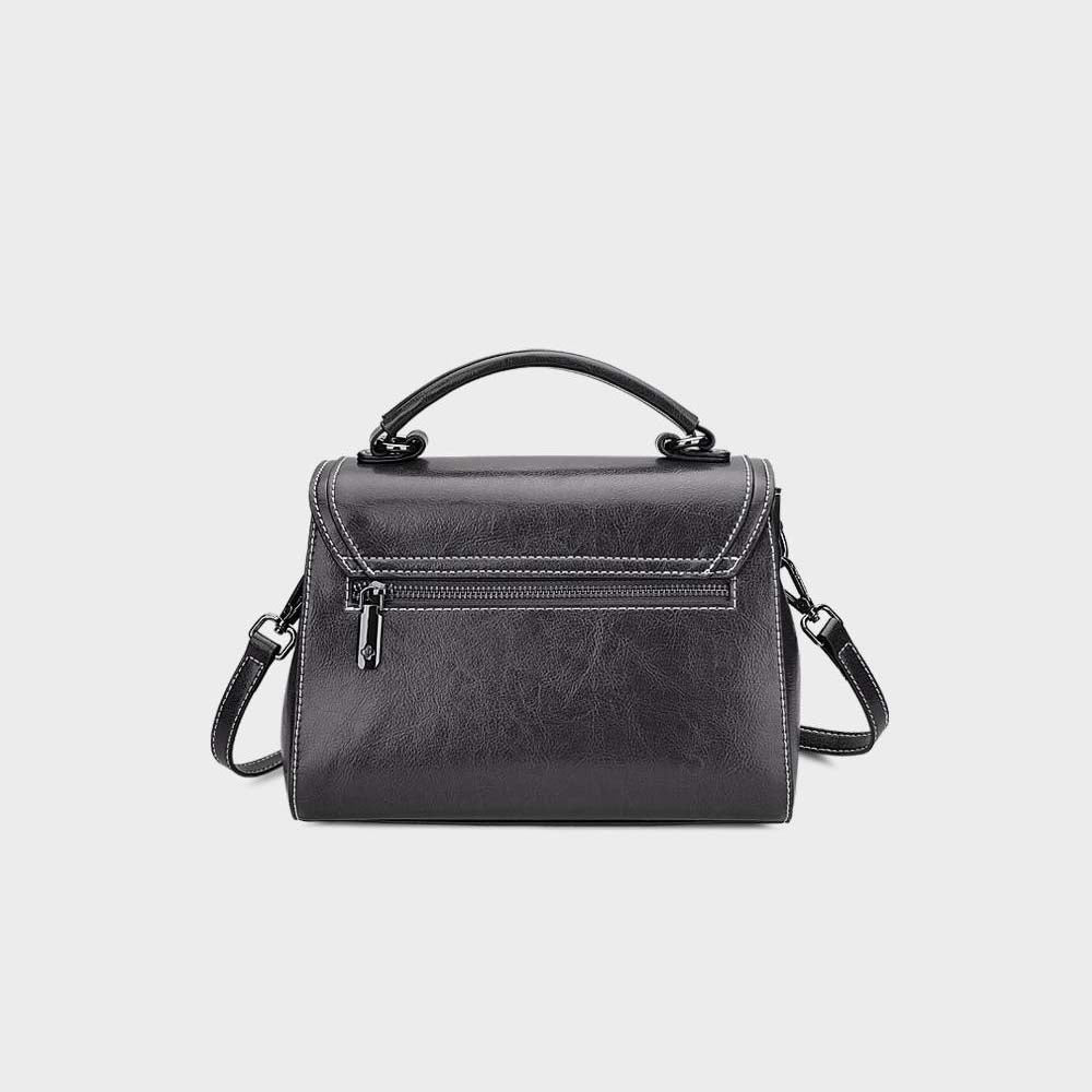 Genuine Leather Handbag - Top Grain Cowhide Square Bag detail image 13