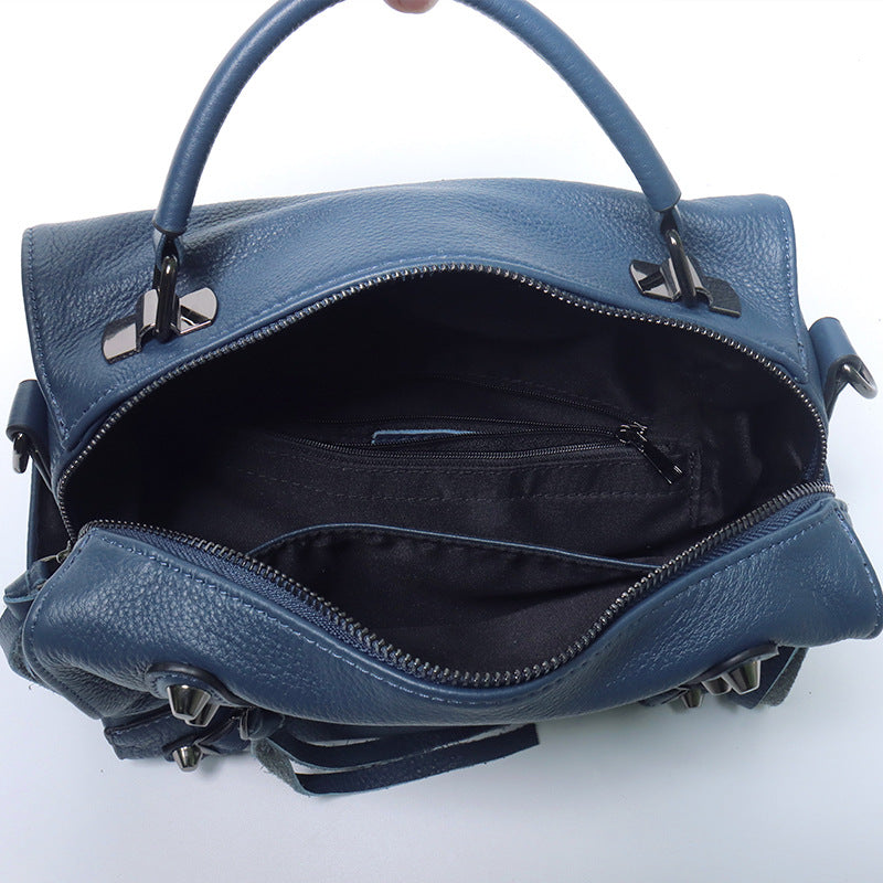 Top Grain Leather City Shoulder Bag with Zipper Closure for Women detail image 4