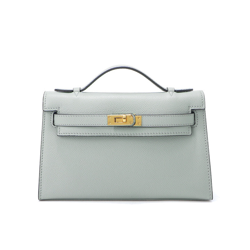 Fine Embossed Grain Leather Pochette Shoulder Bag with Detachable Straps detail image 5
