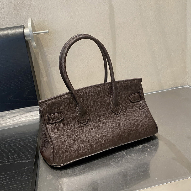 Top Grain Leather Top Handle Bag 30cm - Multiple Colors detail image 15