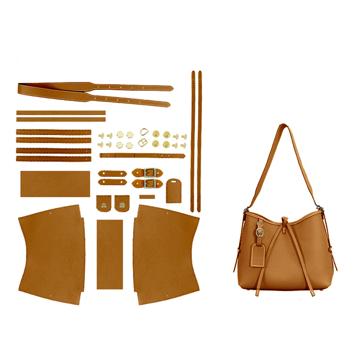 Top Grain Leather Carry Shoulder Bag DIY Kit – Hand Sewn by You detail image 8