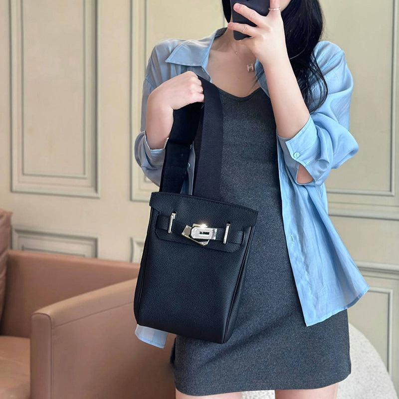 Unisex Top Grain Leather Crossbody Backpack with Turn Lock detail image 3