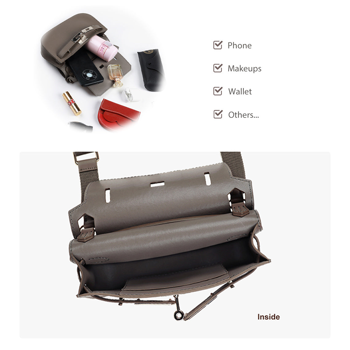 Handsew Top Grain Leather Mini Messenger Bag DIY Kit detail image 4