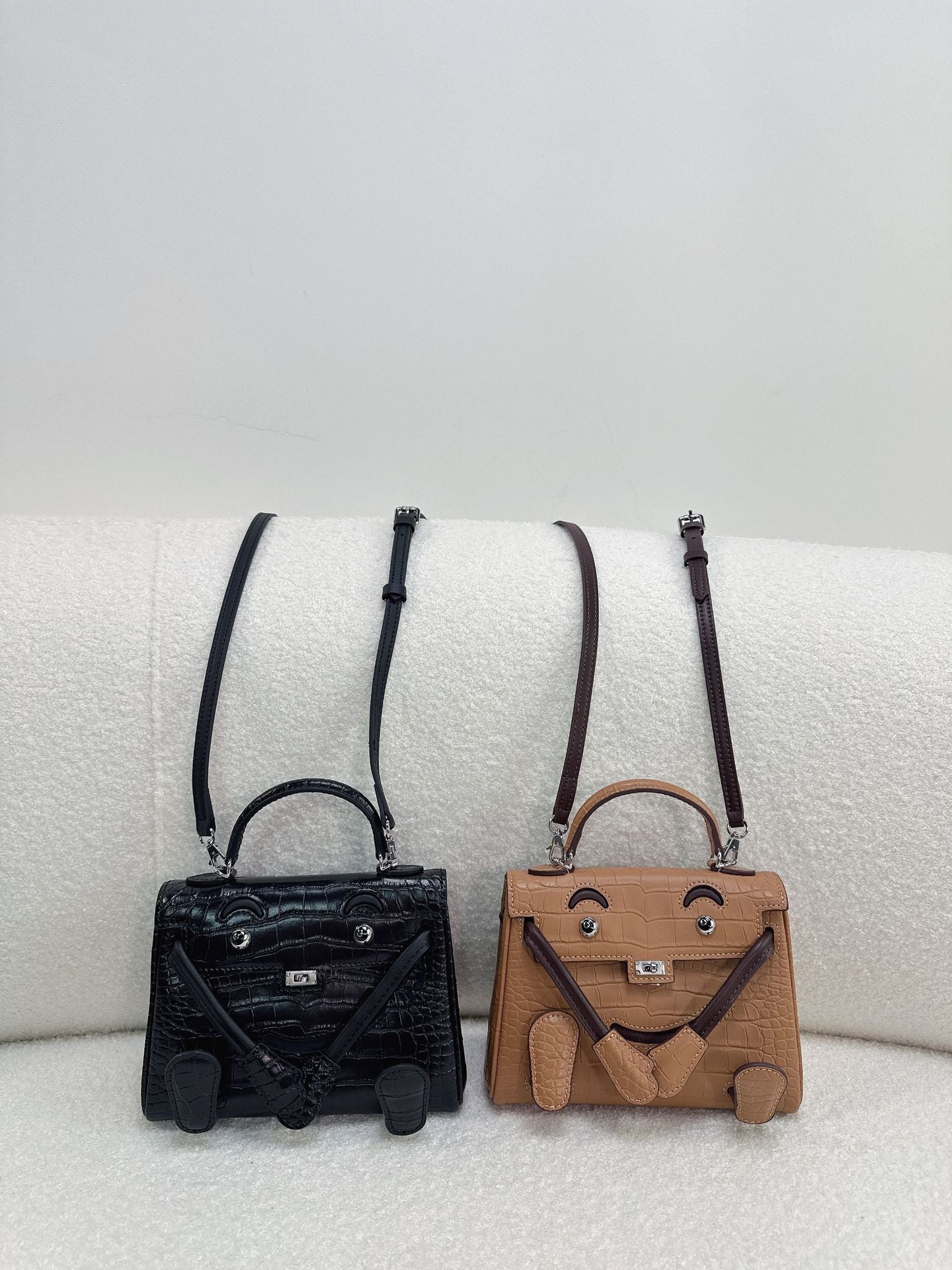 Mini Leather Bag Charm Keychain – Croc-Embossed & Smooth Calfskin, 11 Colors detail image 16