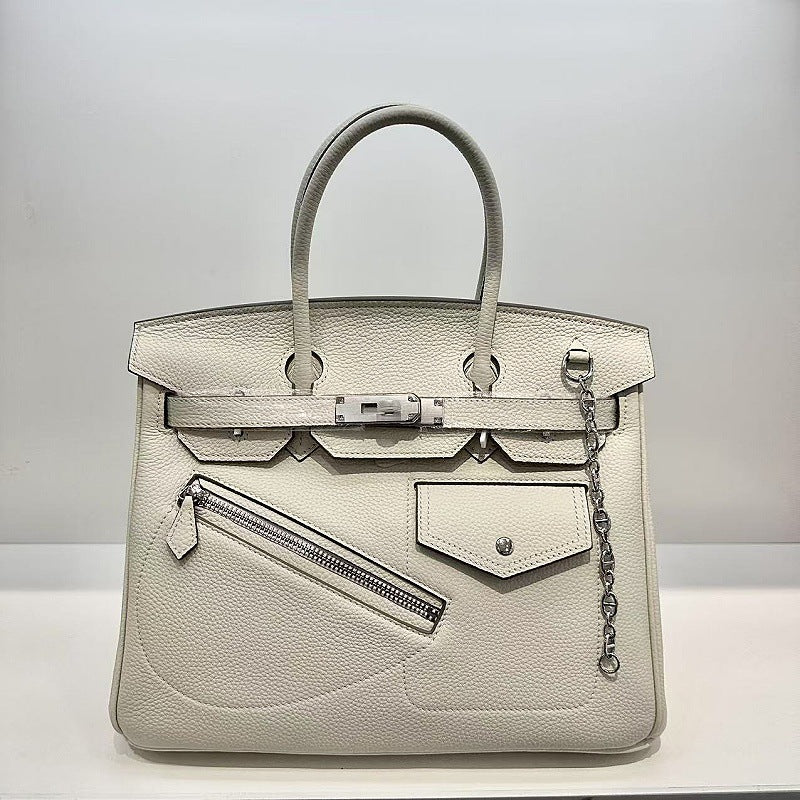 Rock Top Handle Bag in Top Grain Leather – Unisex, 25cm & 30cm detail image 15
