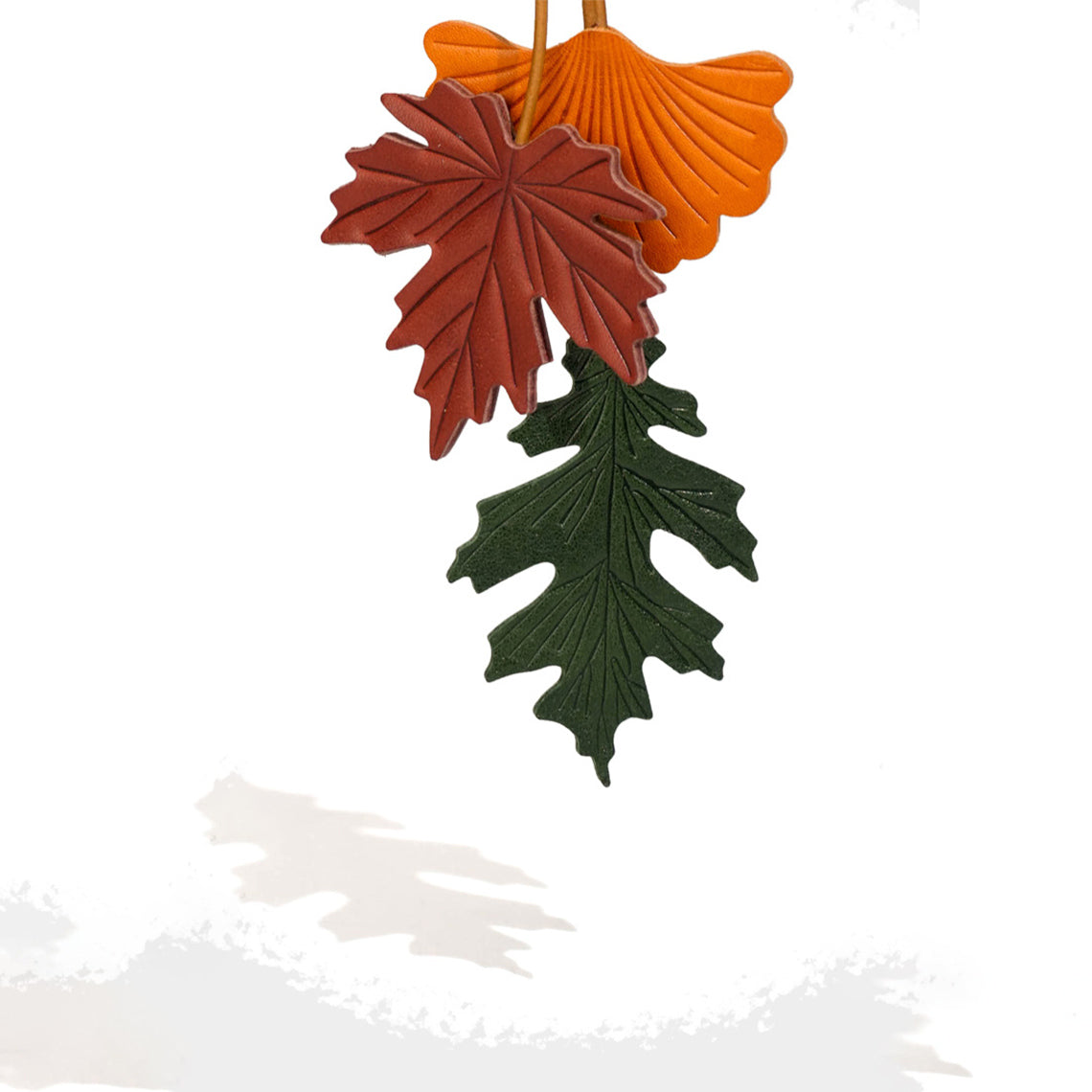 Vegetable Tanned Leather Maple Leaf Bag Charm & Keychain detail image 4