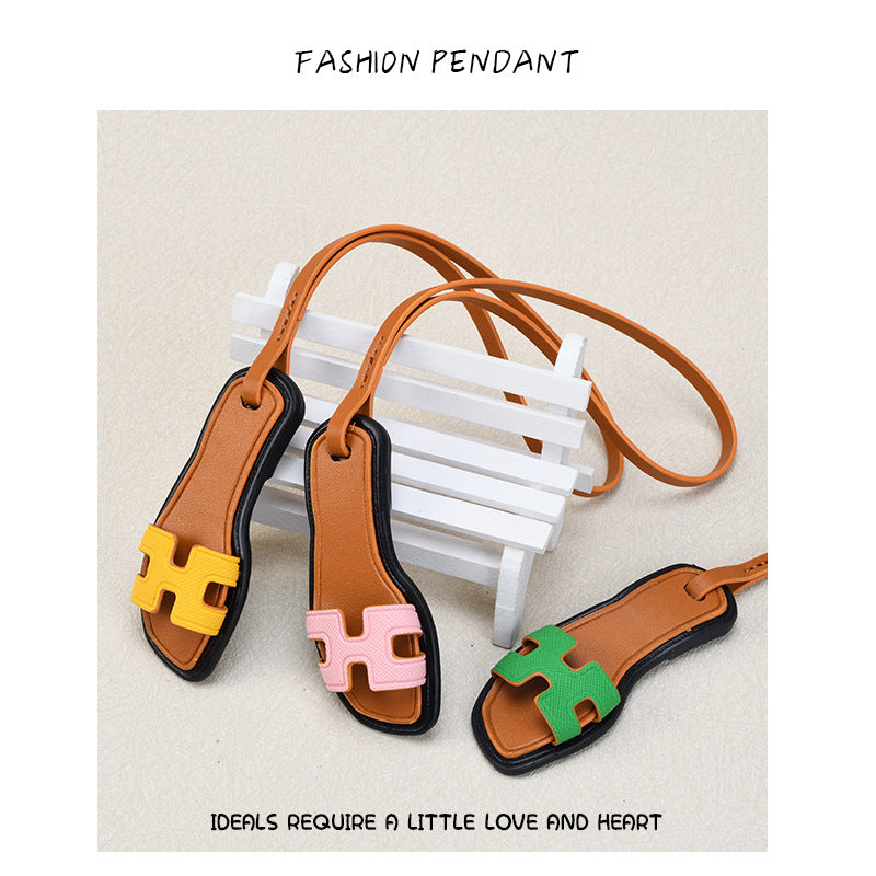 Sandal Slipper Bag Charm Keychain in PU Leather (11 Colors) detail image 5
