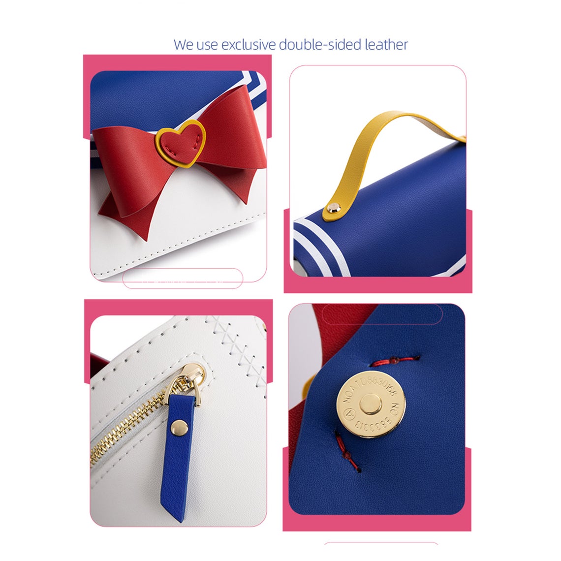 Handmade Leather Crossbody Bag DIY Kit with Anime Style Bowknot detail image 6