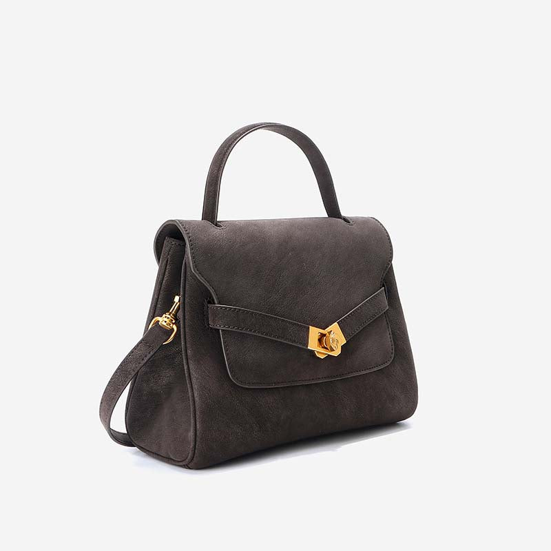 Classic Medium Leather Satchel with Top Handle and Crossbody Strap detail image 17