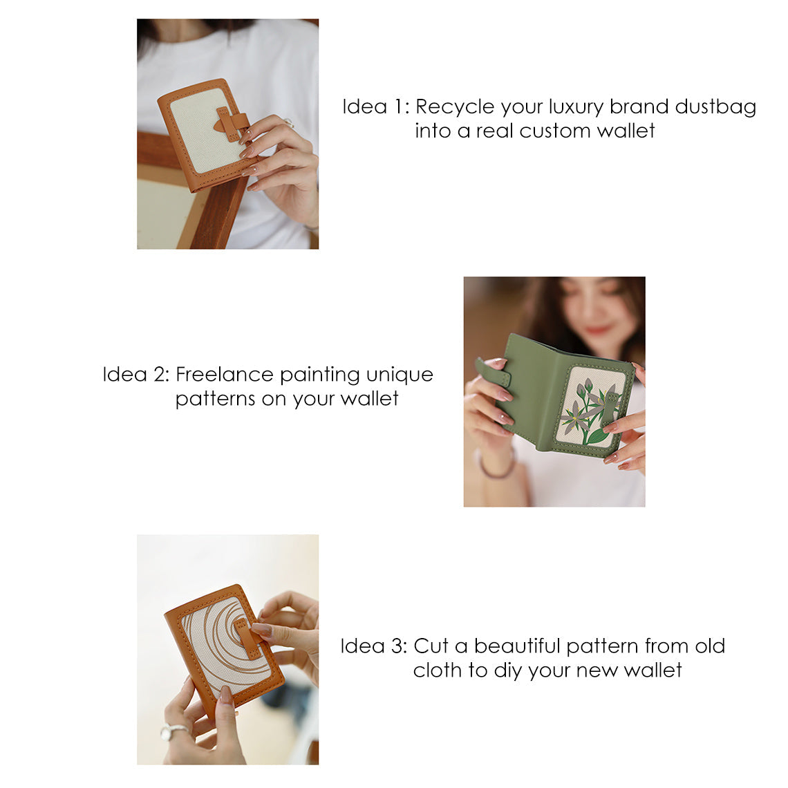 Hand Sewn Leather DIY Wallet Kit with Recycled Fabric Panels detail image 3