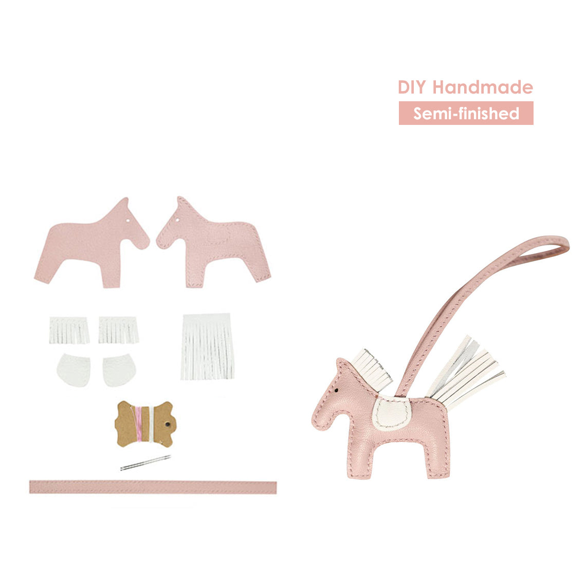 Handsew DIY Horse Bag Charm Kit - Sheep Leather, Pre-Cut & Punched product image 1