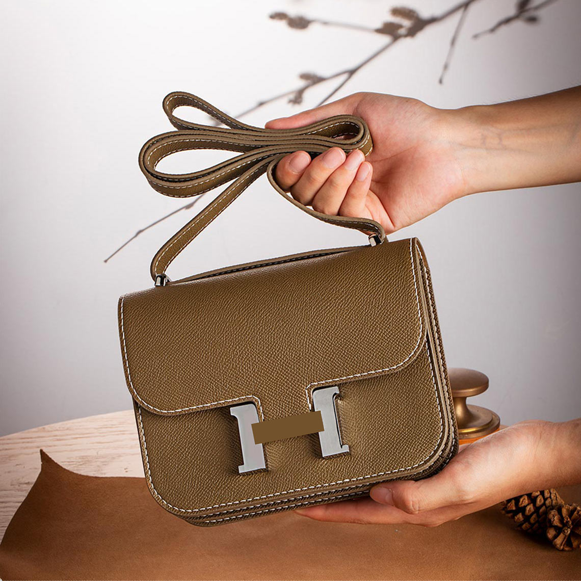 Leather Square Tofu Crossbody Bag DIY Kit – Tan or Black detail image 11