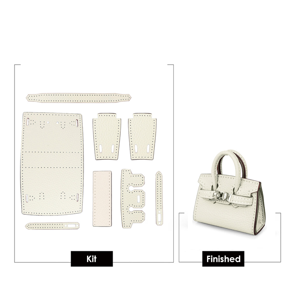 Mini Top Handle Leather Bag Charm DIY Kit – Hand Sewn, Top Grain Leather, 7 Colors detail image 16