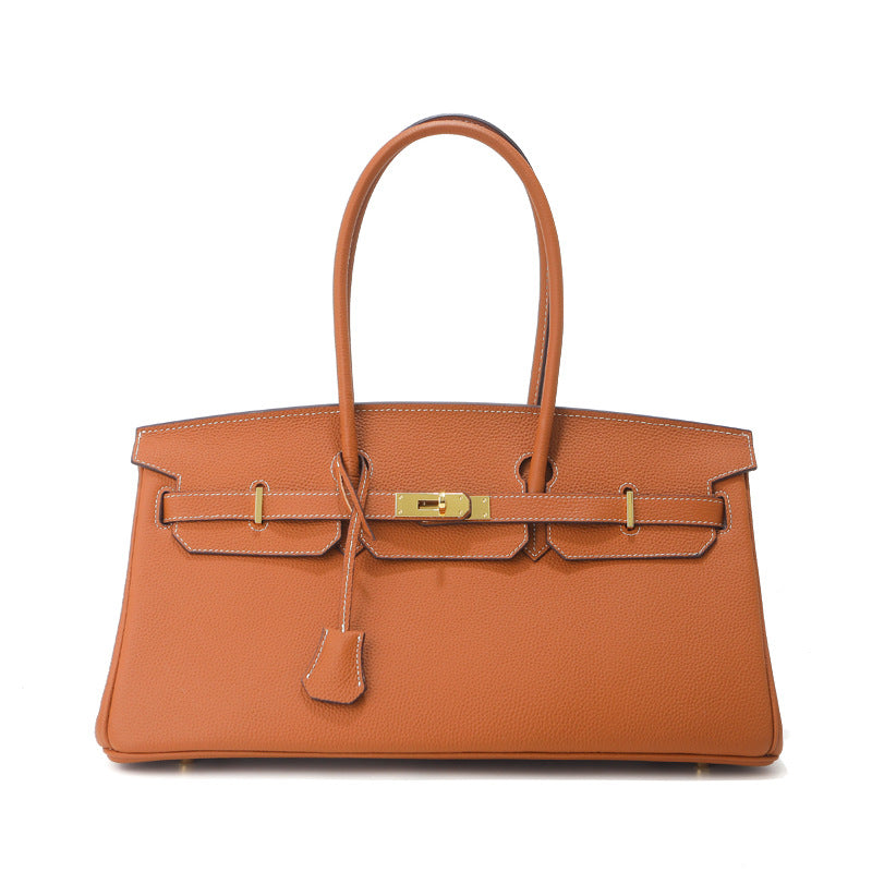 Top Grain Leather Top Handle Bag with Long Shoulder Strap - 40cm detail image 20