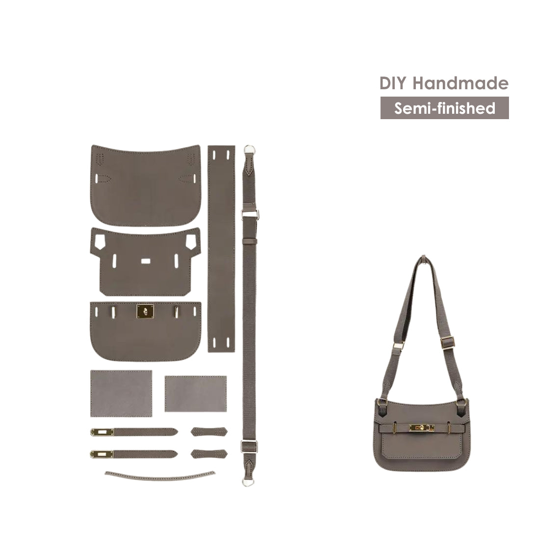 Handsew Top Grain Leather Mini Messenger Bag DIY Kit product image 1
