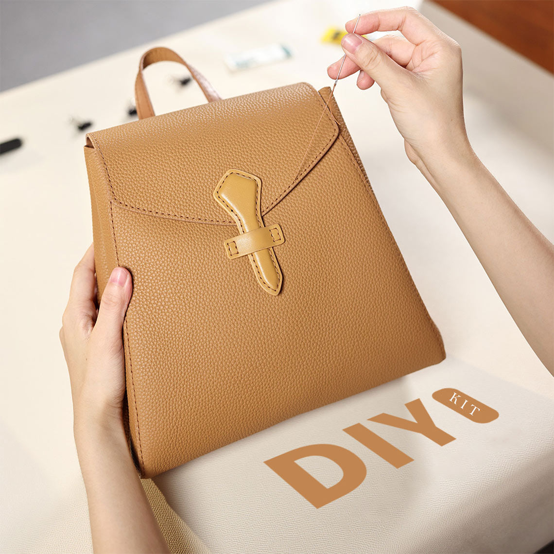 Top Grain Leather Tote Backpack DIY Kit – Hand Sewing Craft Project detail image 1