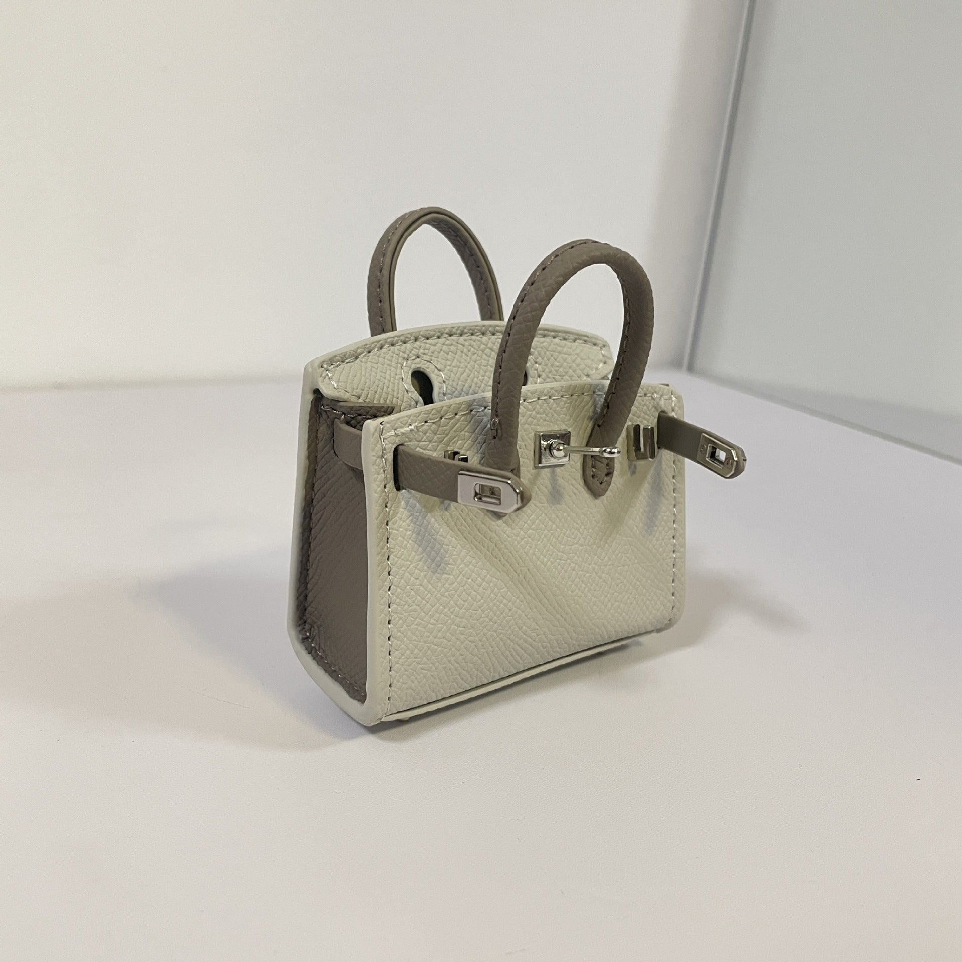 Mini Top Handle Bag Charm Keychain with AirPods Holder in PU Leather, 8cm Wide, Multi-Color Options detail image 5