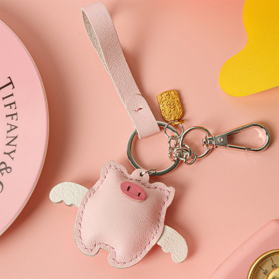 Hand Sewn Lambskin Leather Piglet Keychain DIY Kit detail image 5