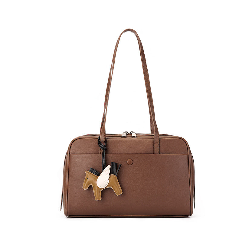 Top Grain Leather Boston Bag Large Capacity Laptop Bag detail image 7