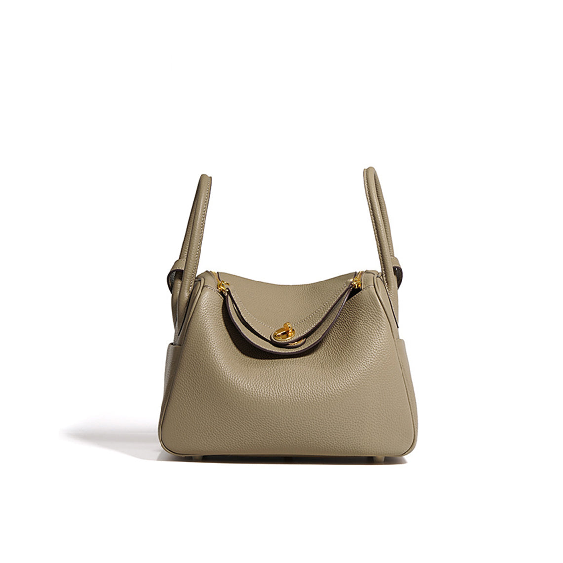 Pebbled Grain Leather Shoulder Bag with Gold Hardware – Small and Medium Sizes detail image 18