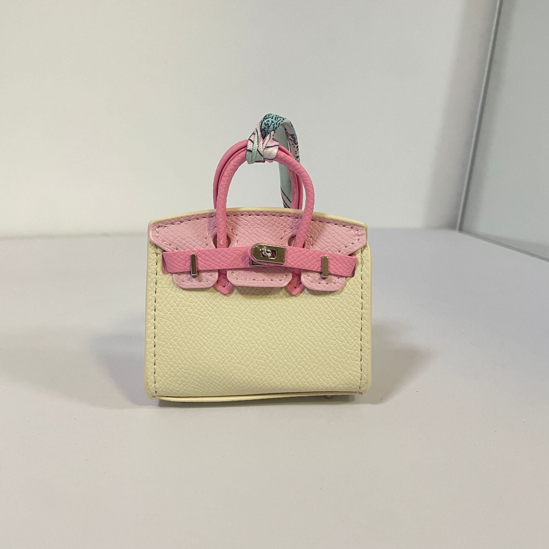 Mini Top Handle Bag Charm Keychain with AirPods Holder in PU Leather, 8cm Wide, Multi-Color Options detail image 15