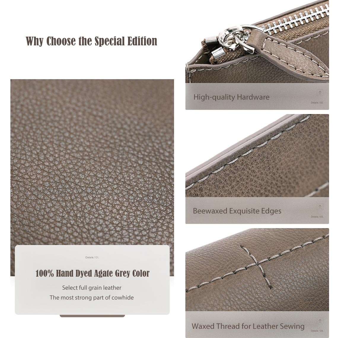 Men's Leather Clutch Bag DIY Kit – Top Grain & Full Grain Leather detail image 9