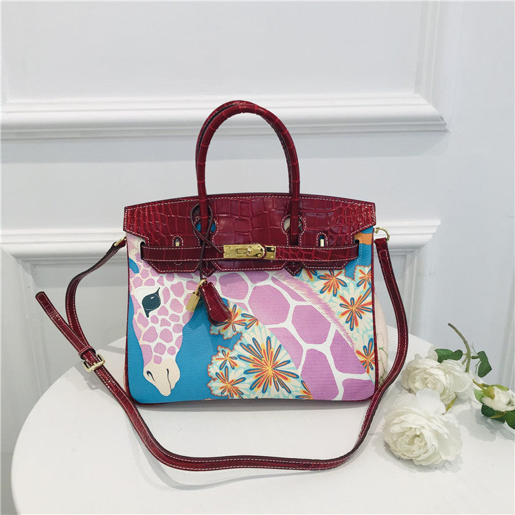 Graffiti Top Handle Bag 30cm Top Grain Leather Shoulder Bag detail image 8