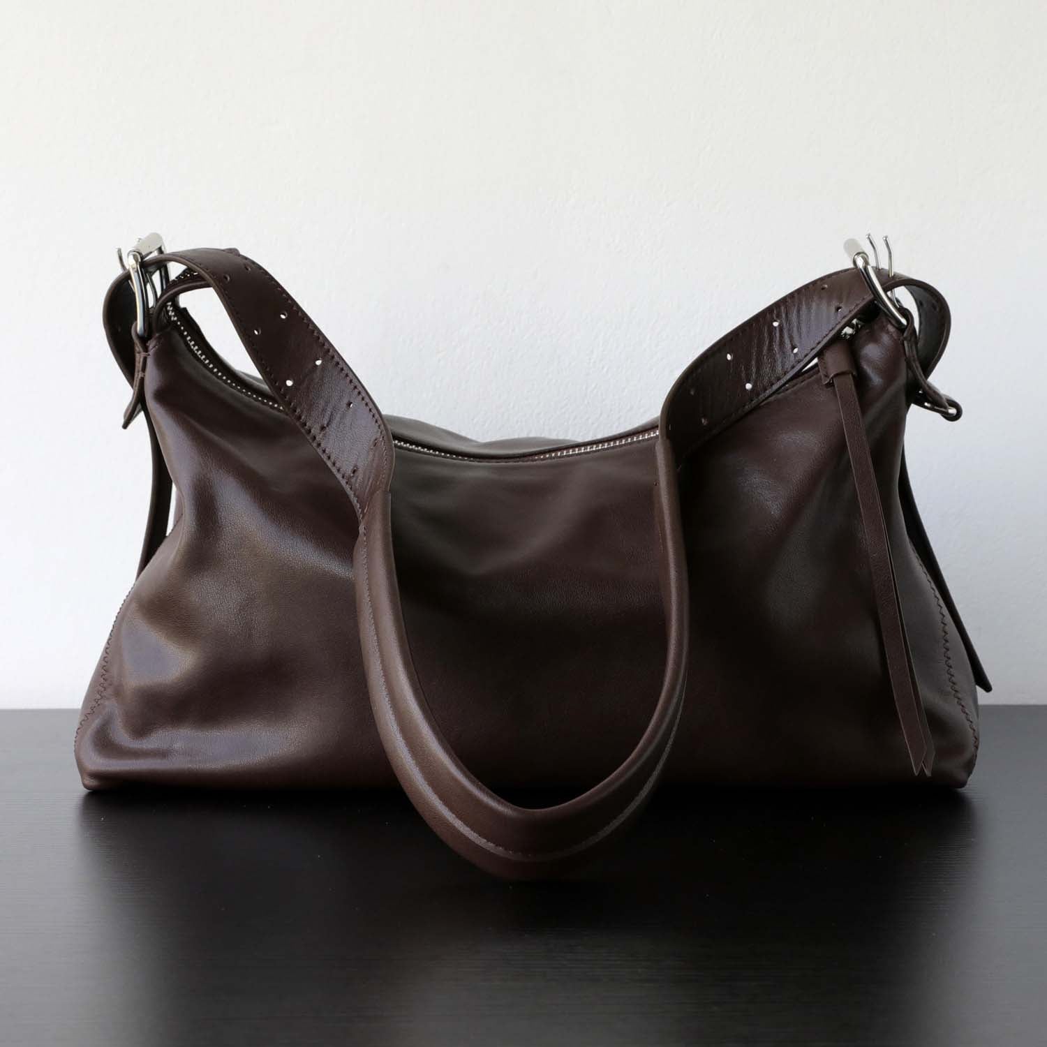 Vegetable Tanned Leather Hobo Bag detail image 6