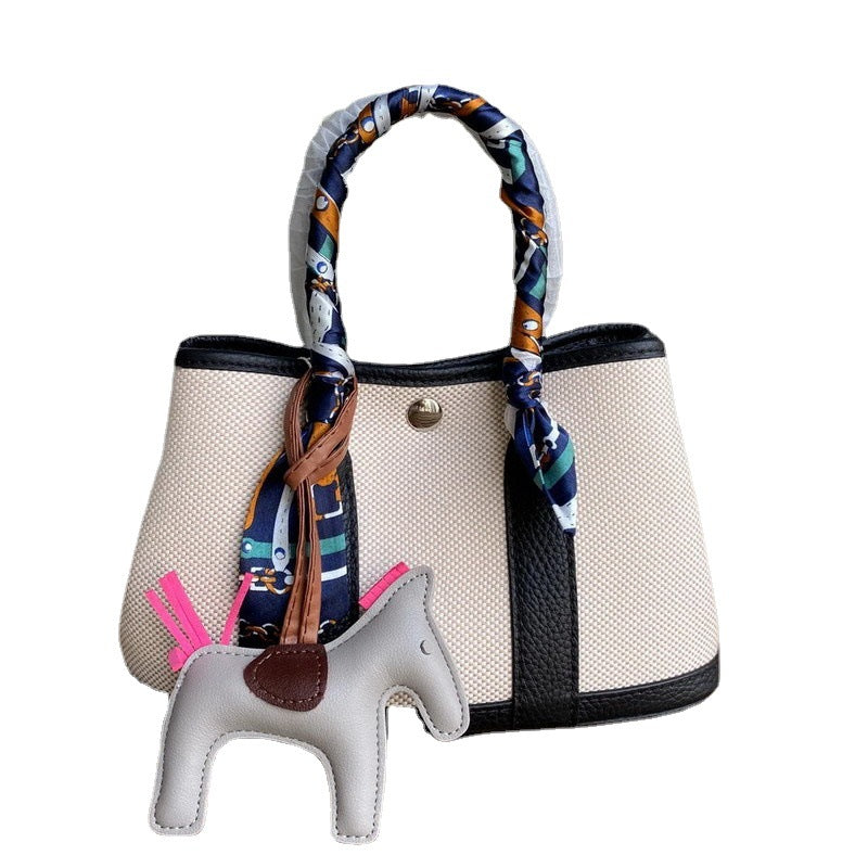 Canvas & Leather Tote Bag with Contrast Color – Three Sizes, Nine Colors product image 1