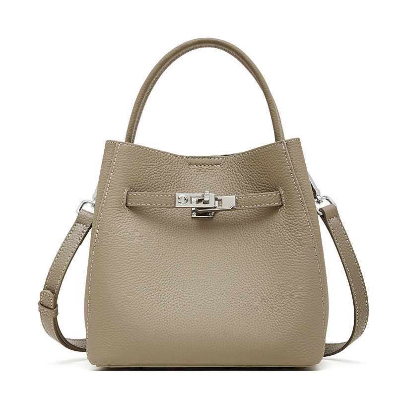Pebbled Grain Leather Basket Bucket Bag detail image 12