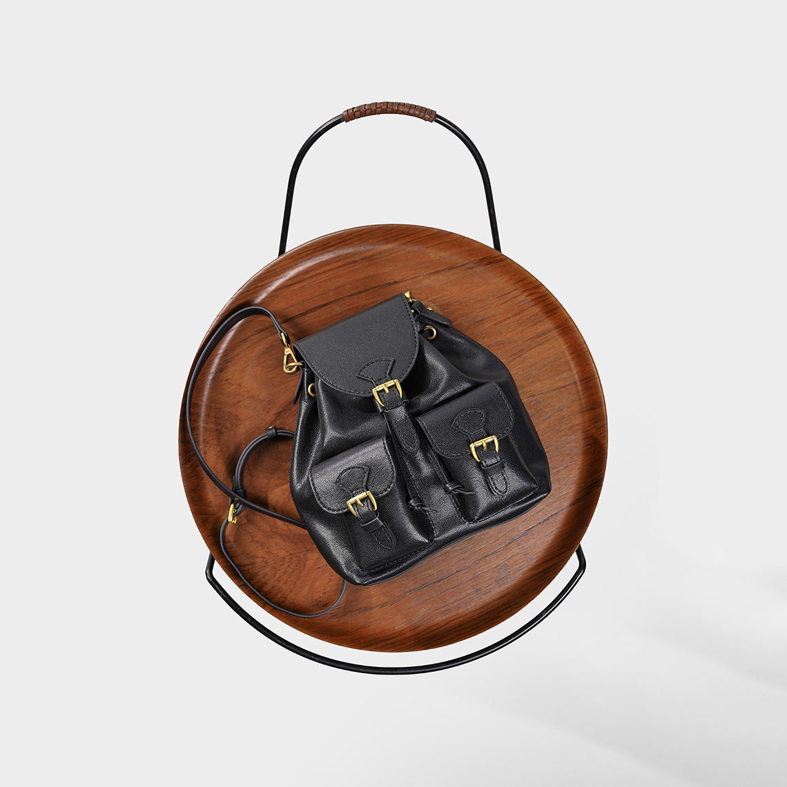 Top Grain Leather Black Backpack DIY Kit with Detachable Straps detail image 2