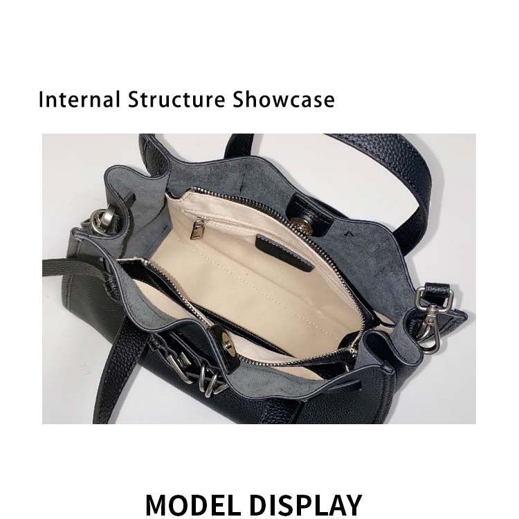 Pebbled Grain Leather Tote Bag with Crossbody Strap detail image 1