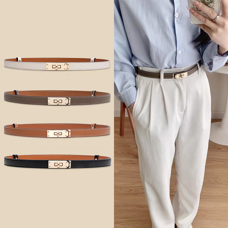 Top Handle Bag Belt in Fine Embossed Grain Leather with Golden Hardware product image 1