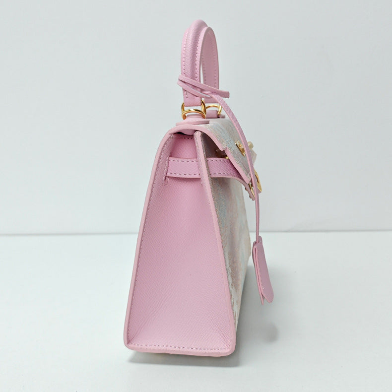 New Chinese Style Song Brocade Top-Handle Bag – Pink / Gold Brown detail image 2