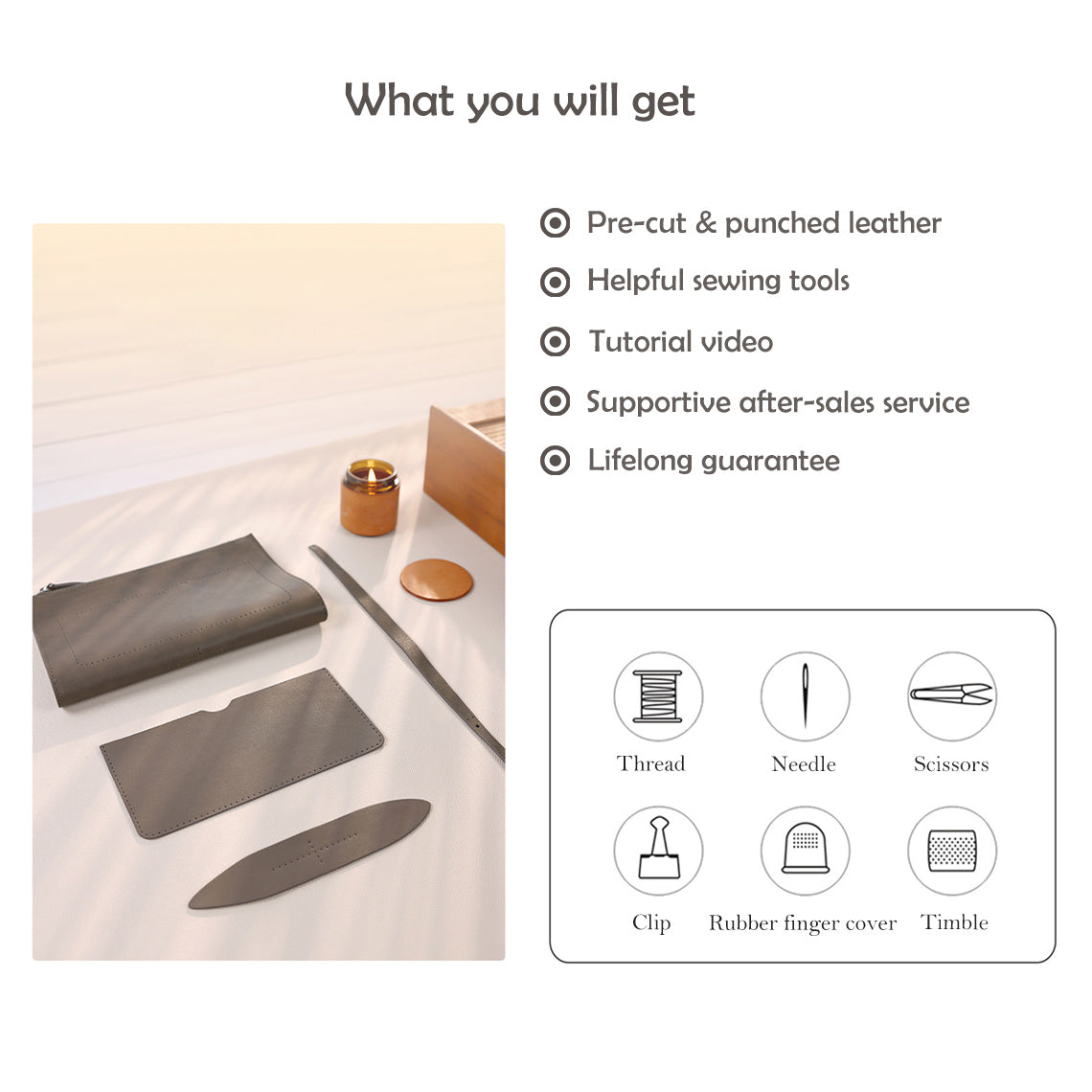 Men's Leather Clutch Bag DIY Kit – Top Grain & Full Grain Leather detail image 1