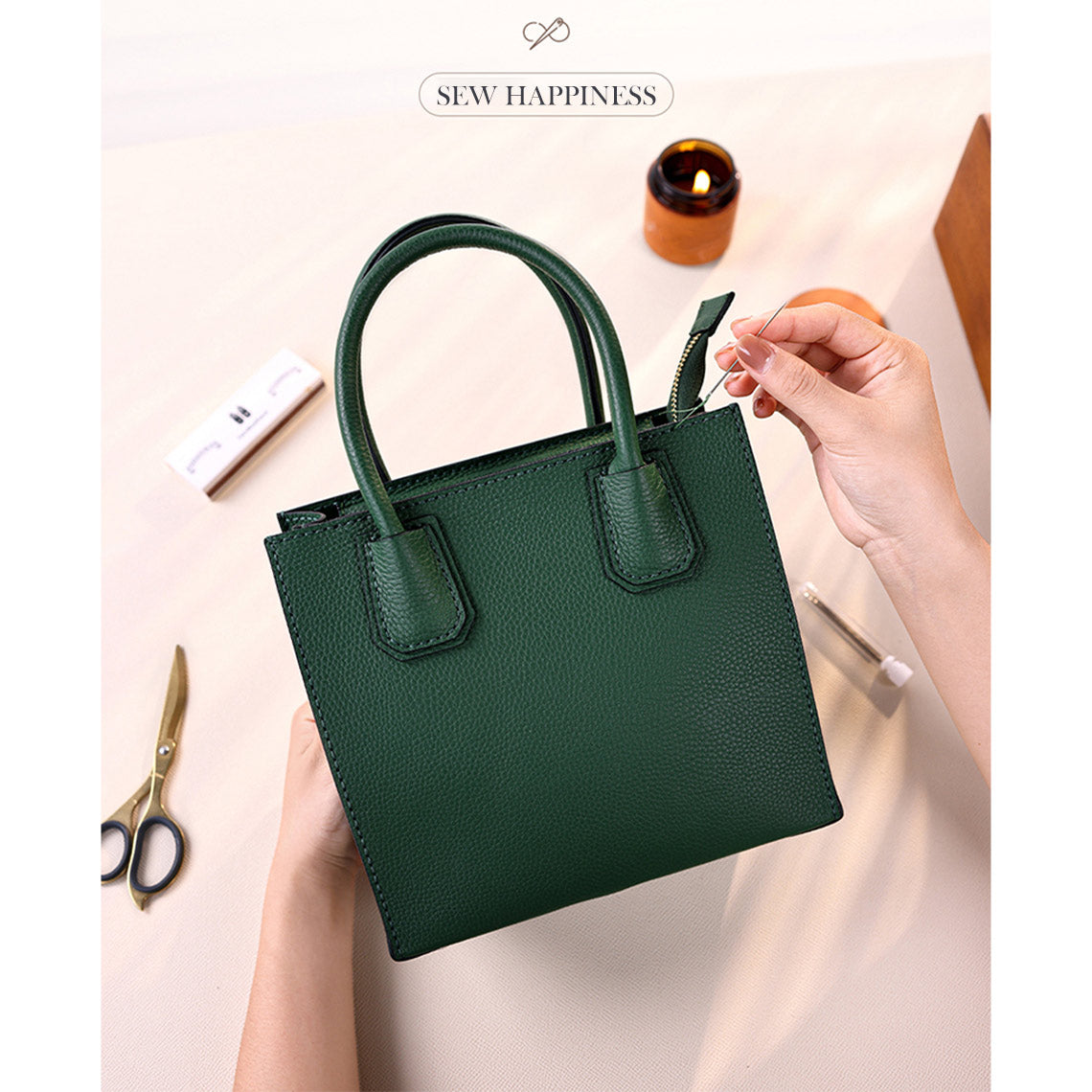 Mini Tote Leather DIY Kit – Hand-Sewn Top Grain Leather Bag detail image 1
