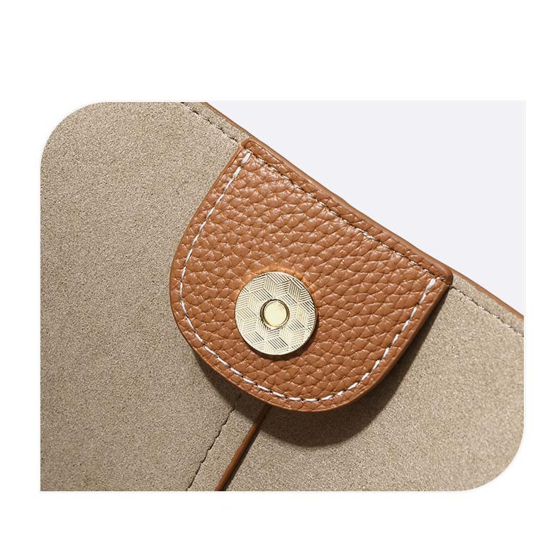 Genuine Leather Pleated Tote Bag with Matching Pouch – Large Capacity Handbag detail image 13