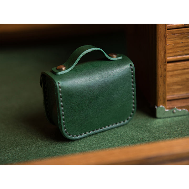 Handsewn Mini Satchel Bag Charm in Vegetable Tanned Leather detail image 1