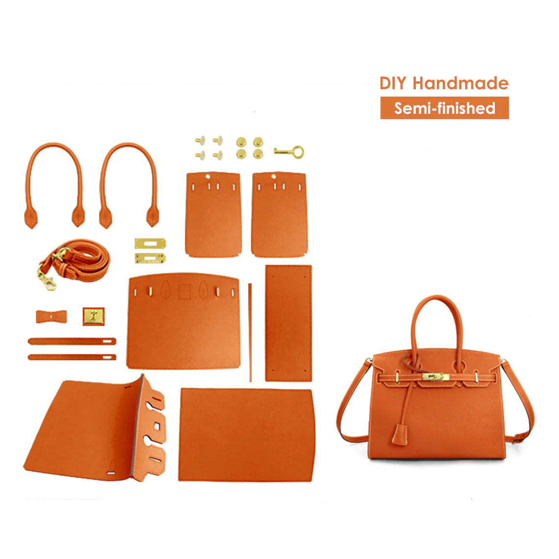 Sellier Leather Handbag DIY Kit – Top Grain, Pre-Cut & Pre-Punched detail image 3