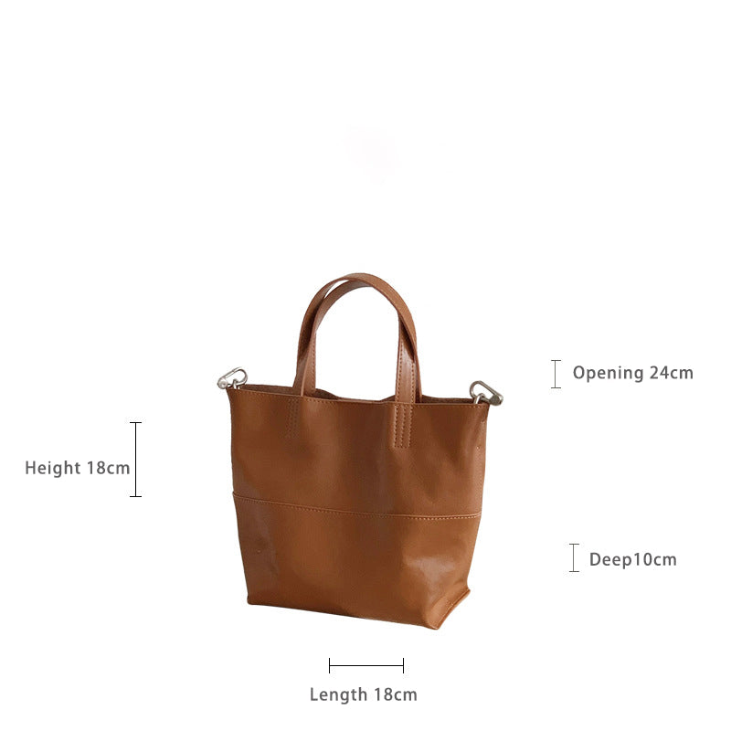 Essential Leather Mini Tote - Top-Grain Cowhide Handbag with Crossbody Strap detail image 3