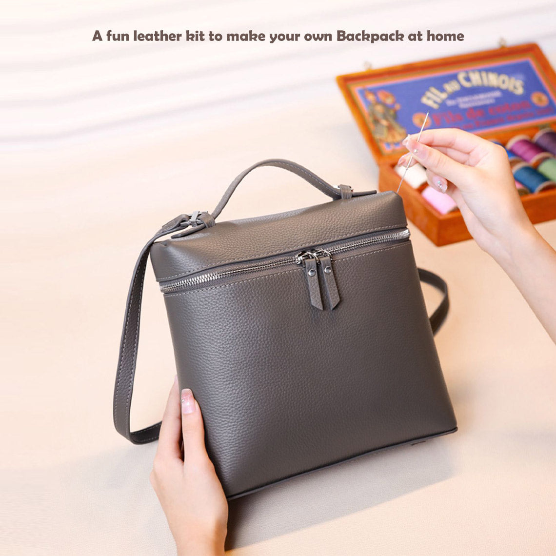 Handsew Your Own Top Grain Leather LP Backpack DIY Kit detail image 2