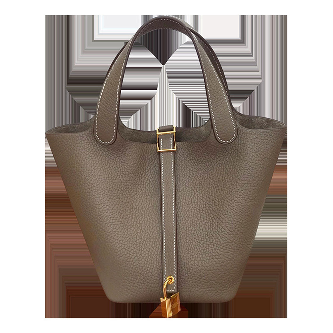 Top Grain Leather Bucket Bag Handbag with Suede Lining - Small and Large Sizes detail image 4