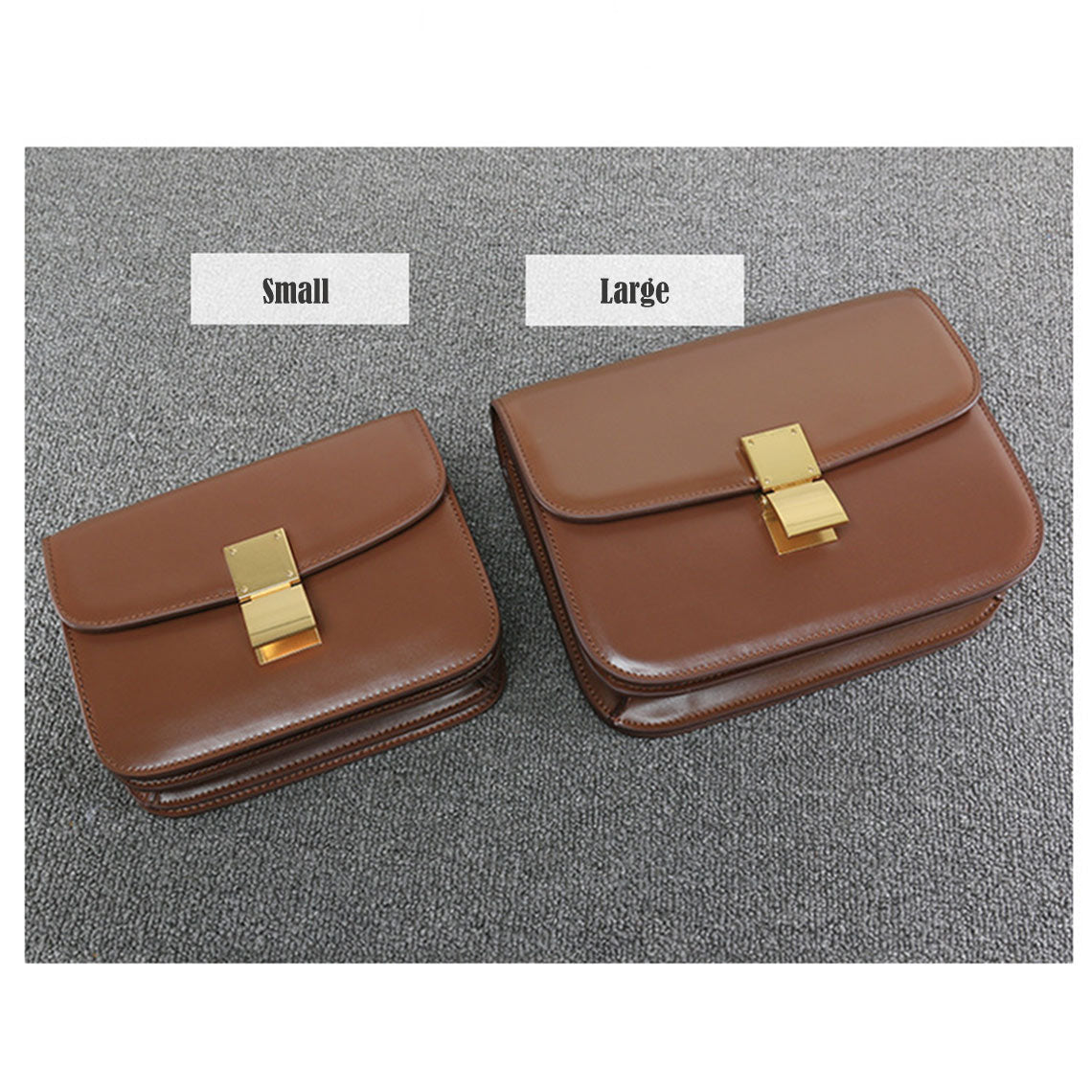 Textured Leather Tofu Box Bag – Small/Medium, Brown/Black/Beige detail image 4