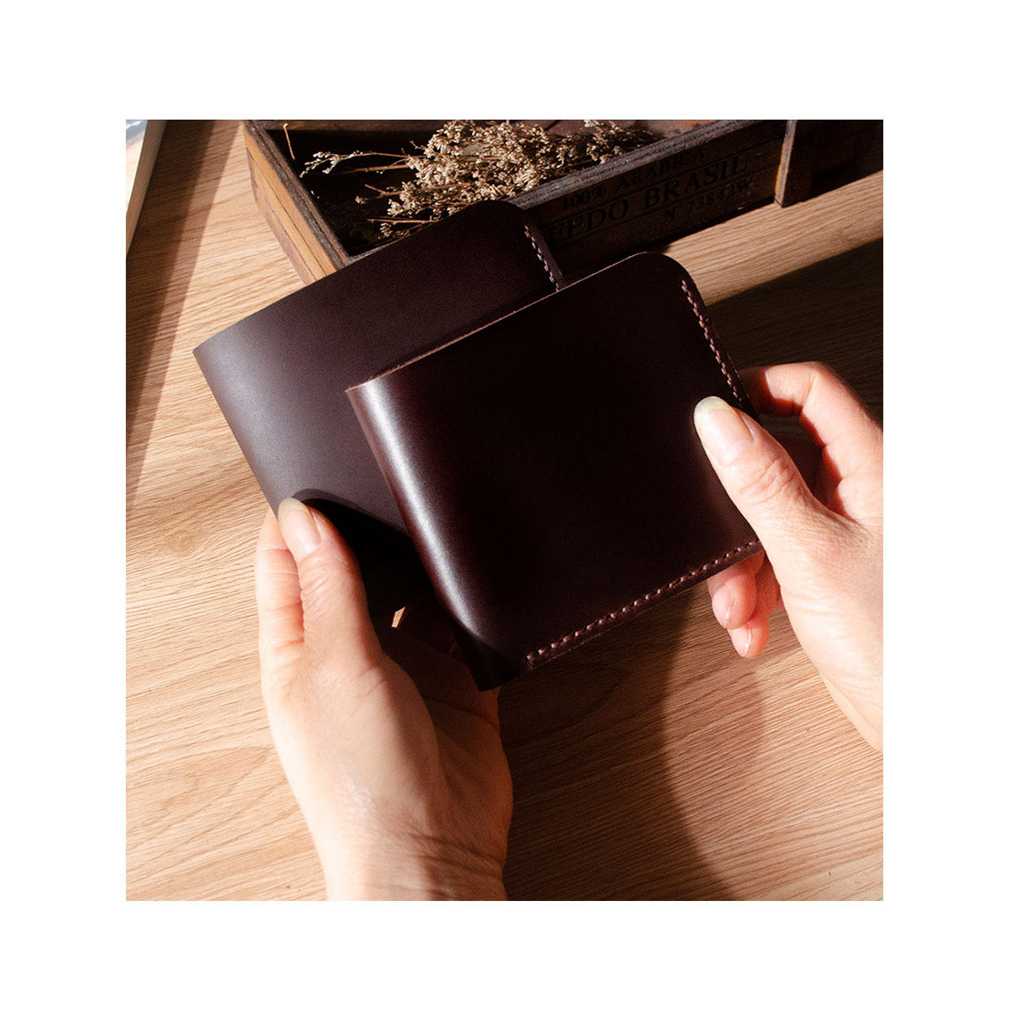 Handsewgift DIY Crazy Horse Leather Bifold Wallet Kit – Choose Style A or B detail image 3