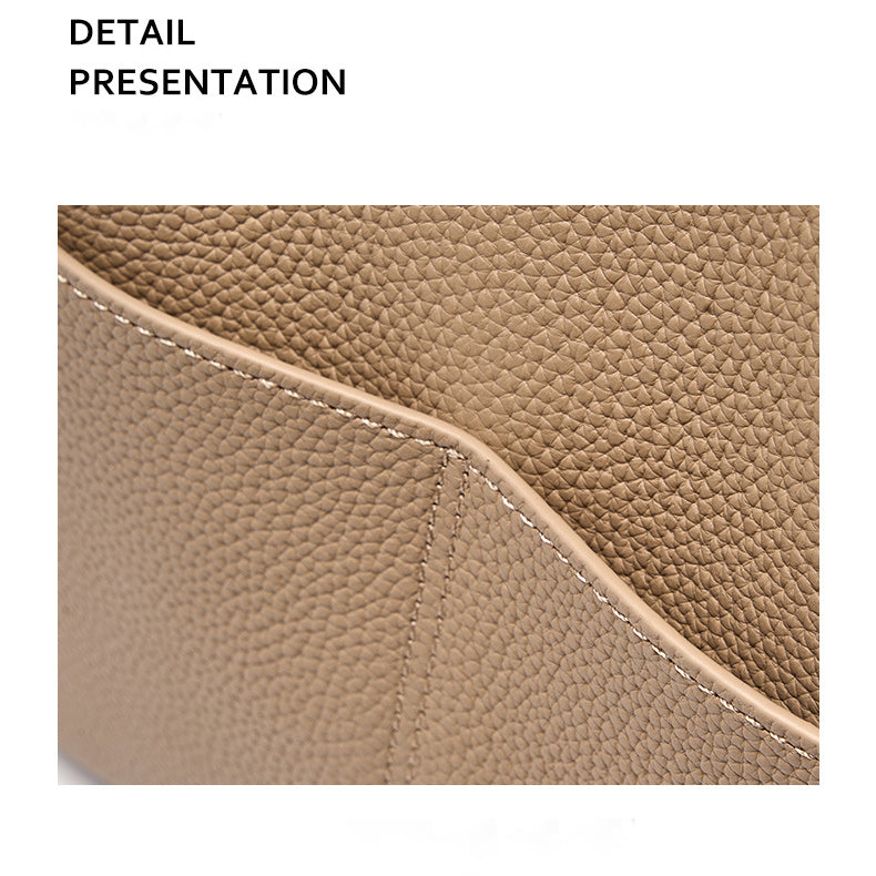 Pebbled Top Grain Leather Bucket Bag with Crossbody Strap detail image 5