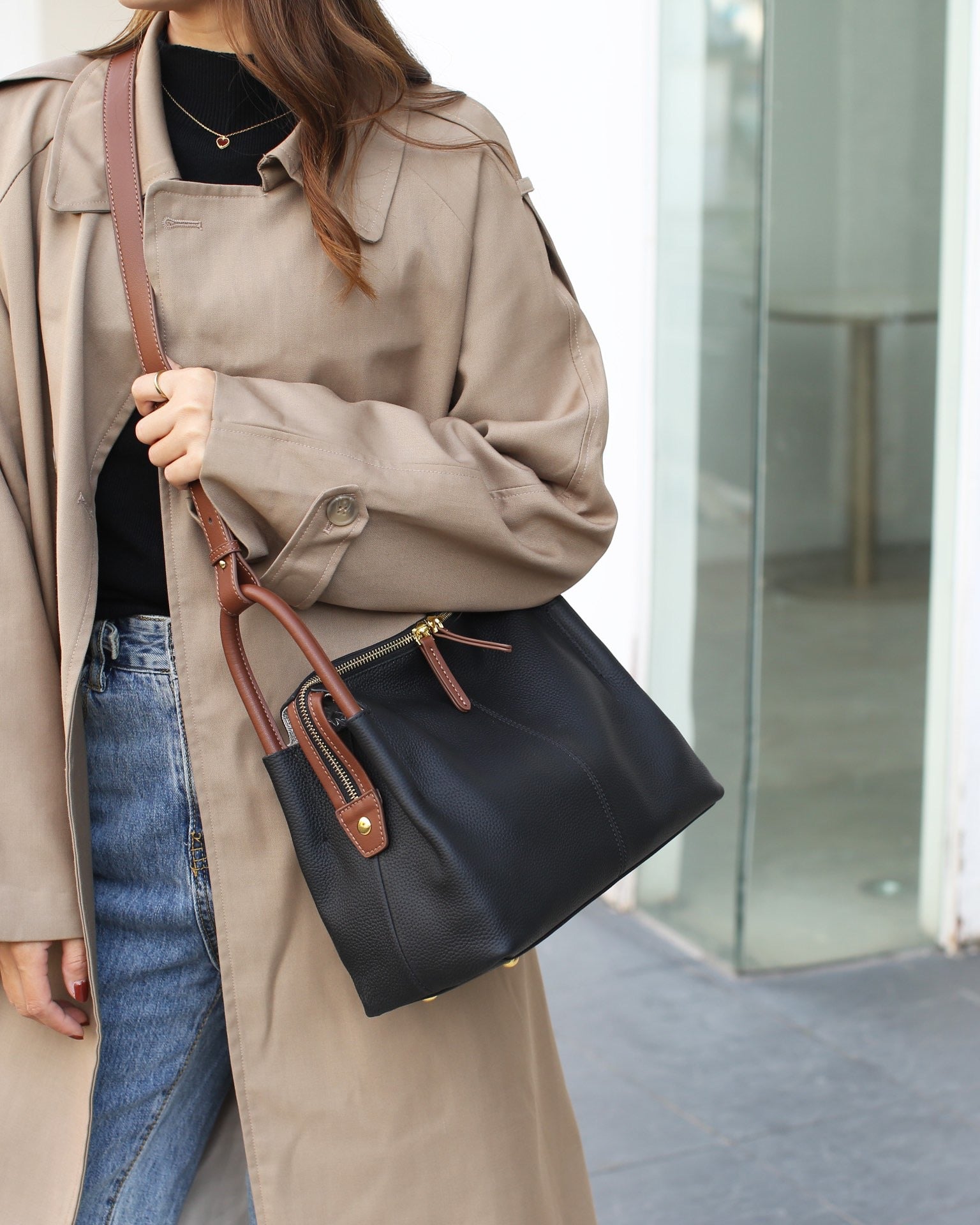 Top Grain Leather Shoulder Bag for Women - 5 Colors detail image 7