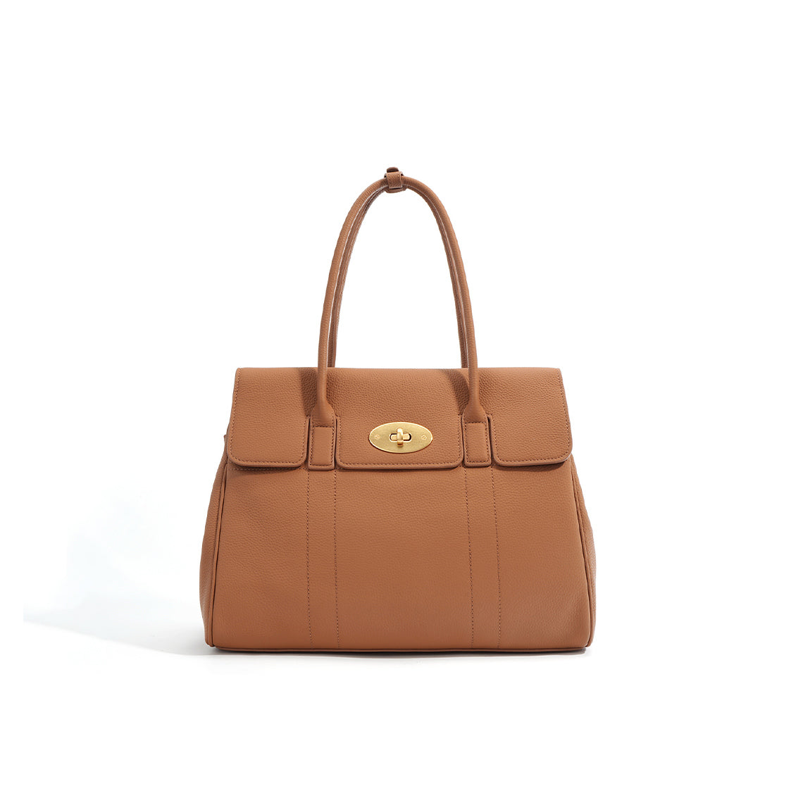 Top Grain Leather Tote Handbag in Brown, Black, Taupe detail image 4