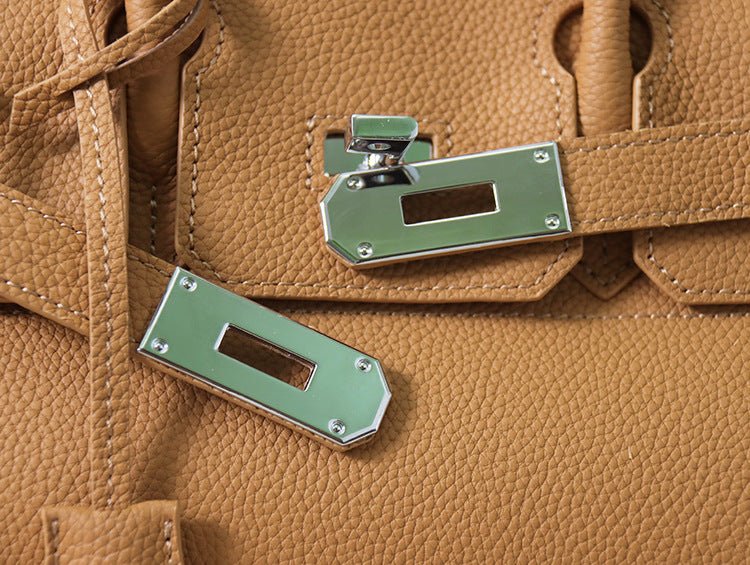 Top Grain Leather Top Handle Bag 30cm - Multiple Colors detail image 5