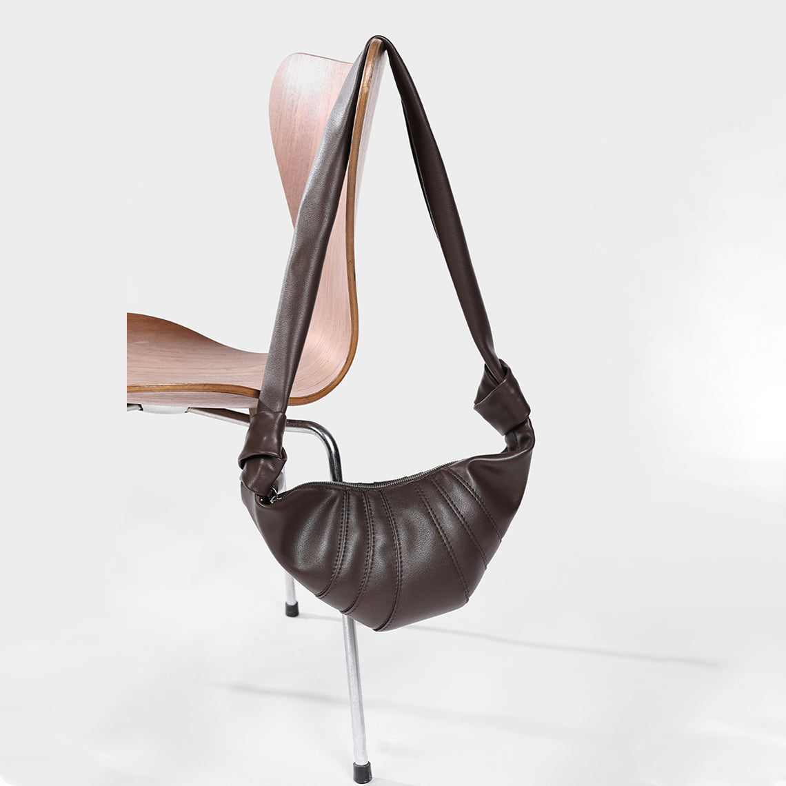 Hand Sewn Leather Croissant Shoulder Bag DIY Kit - Khaki or Dark Brown detail image 10