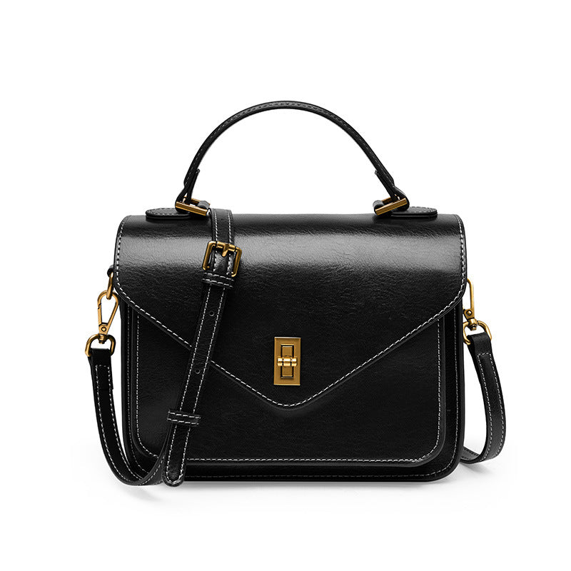 Vegetable Tanned Cowhide Leather Handbag | Black, Dark Brown, Jade Green detail image 9